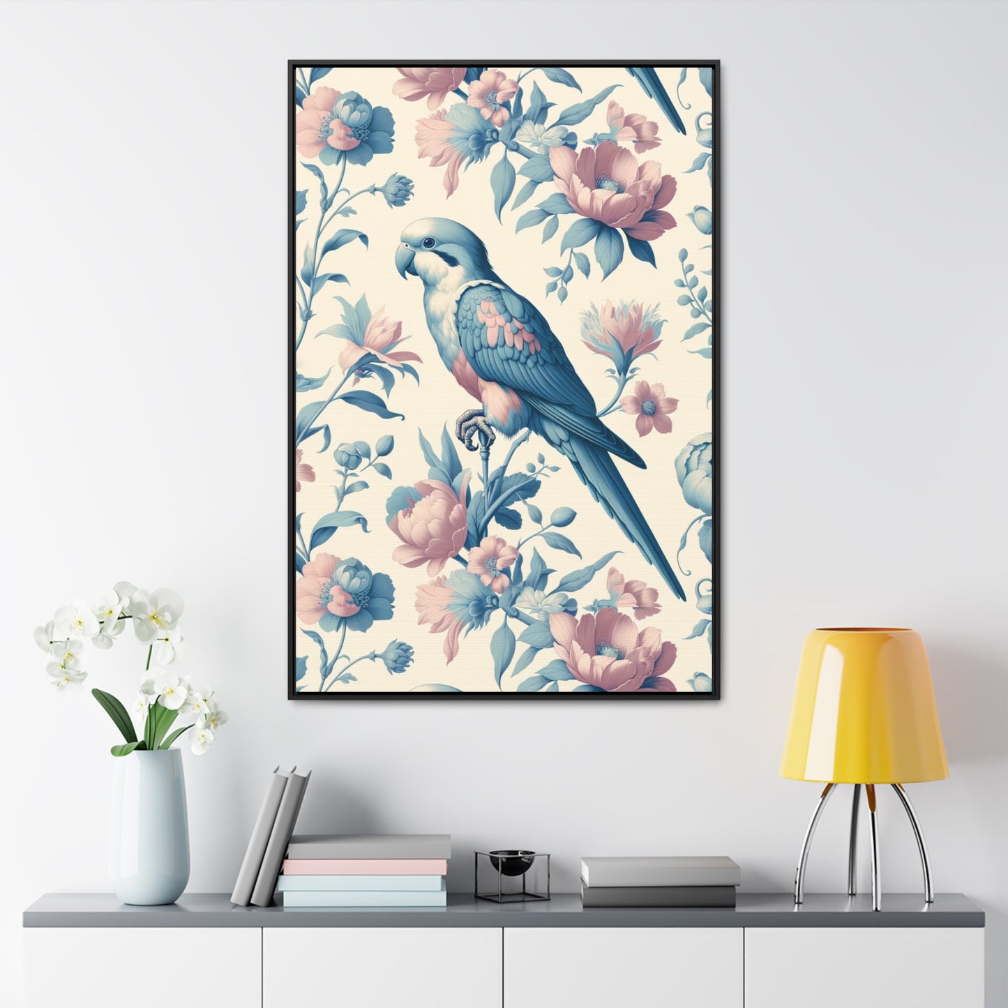 Quaker Parrot Vertical Framed Art