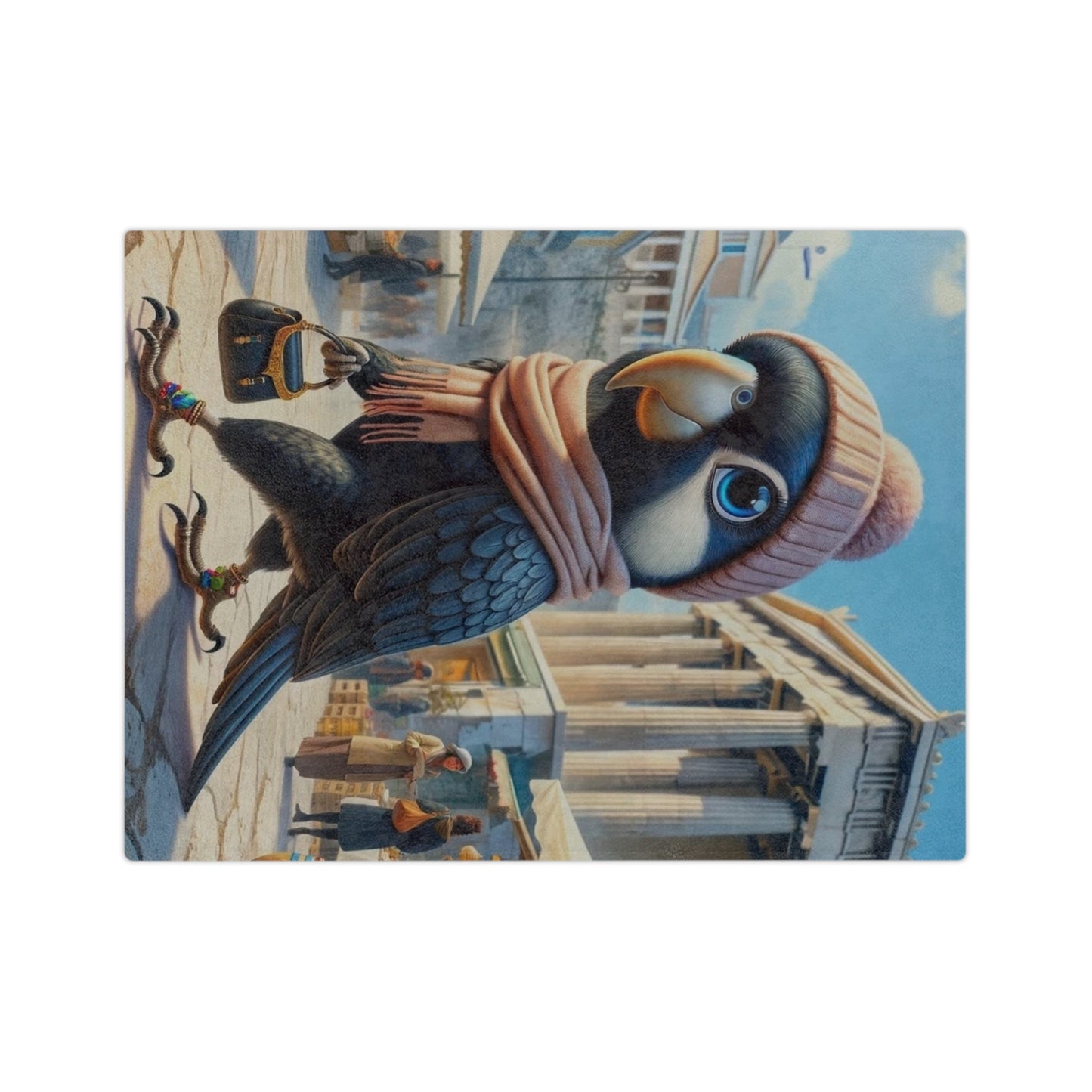 Bird Shopping in Greece Velveteen Minky Blanket