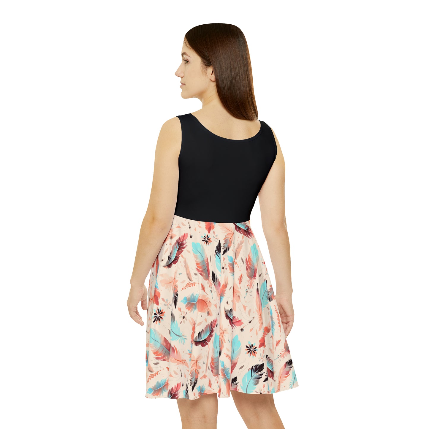 Boho Feather Skater Dress