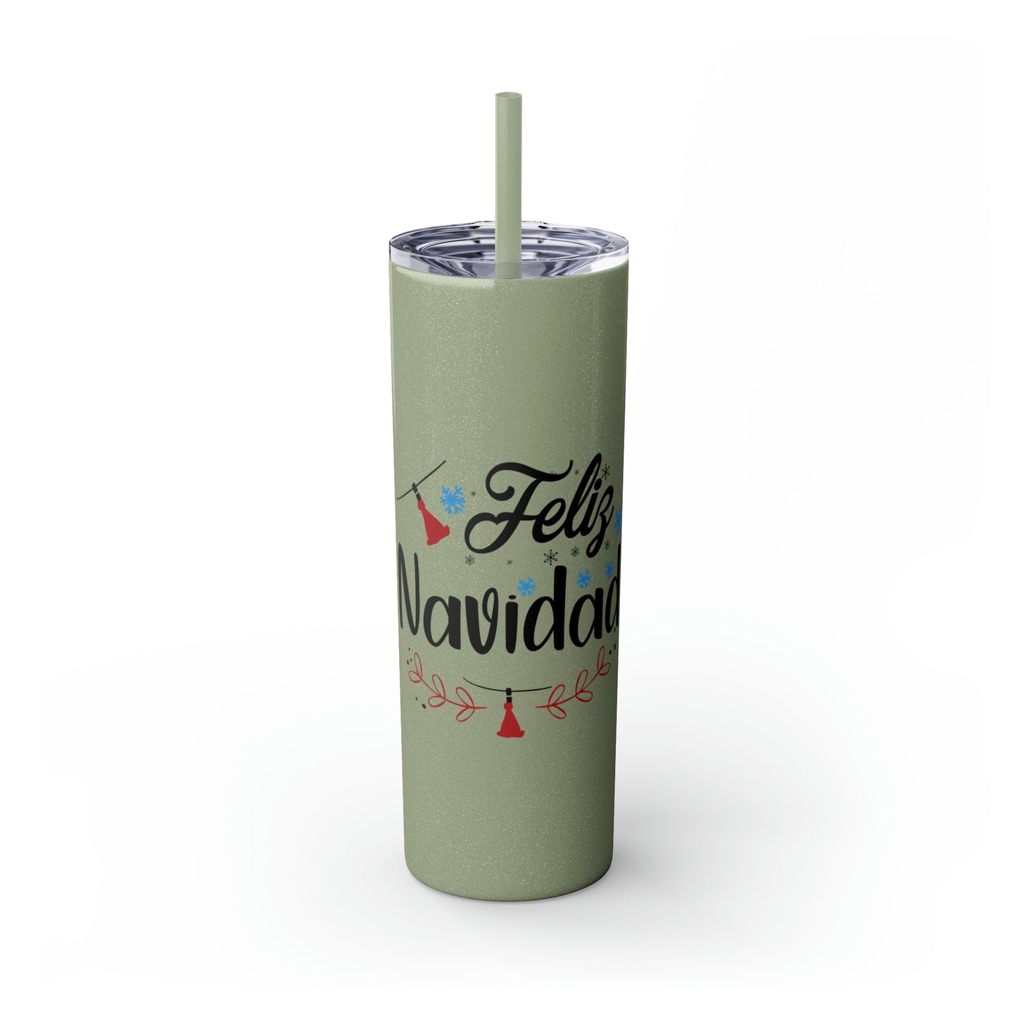 Feliz Navidad Skinny Tumbler with Straw, 20oz