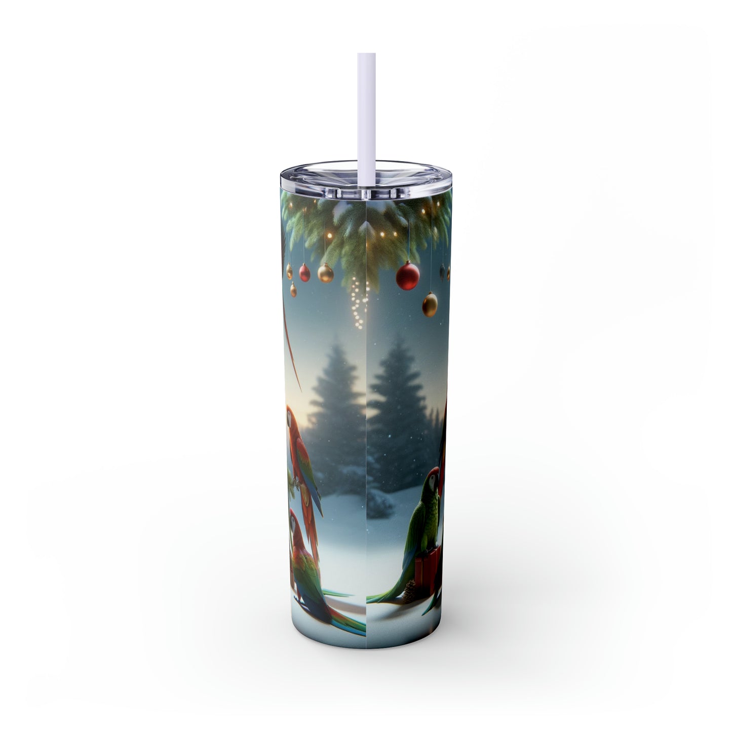 Parrot Christmas Tree Skinny Tumbler with Straw, 20oz