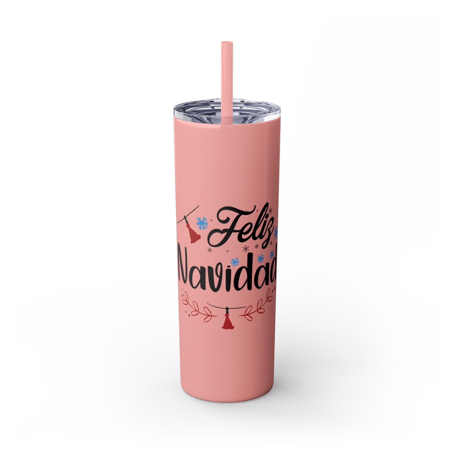 Feliz Navidad Skinny Tumbler with Straw, 20oz