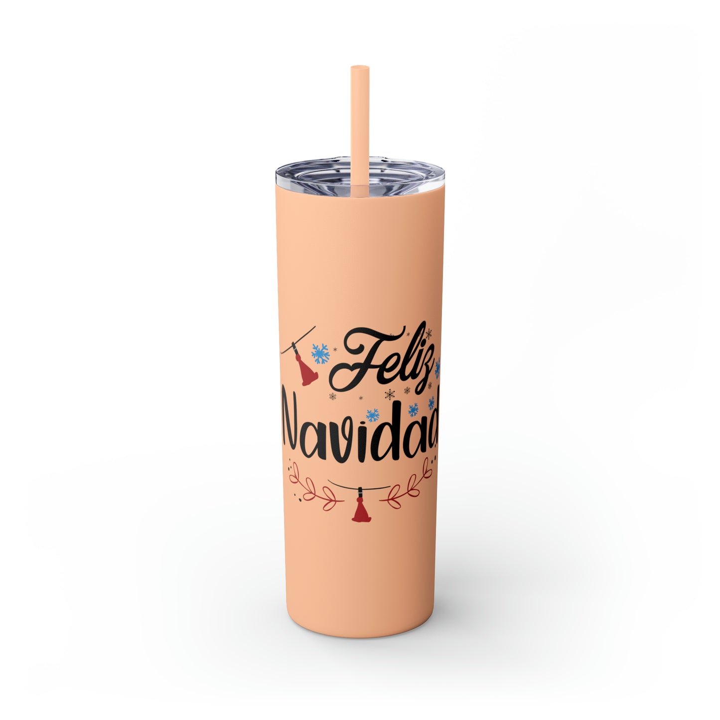 Feliz Navidad Skinny Tumbler with Straw, 20oz