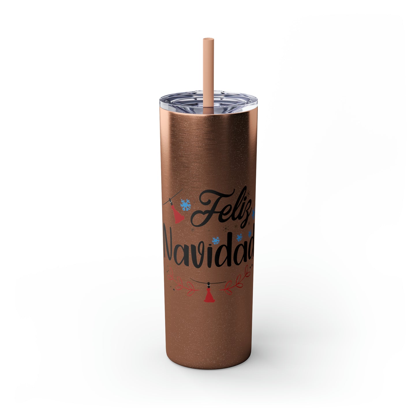 Feliz Navidad Skinny Tumbler with Straw, 20oz
