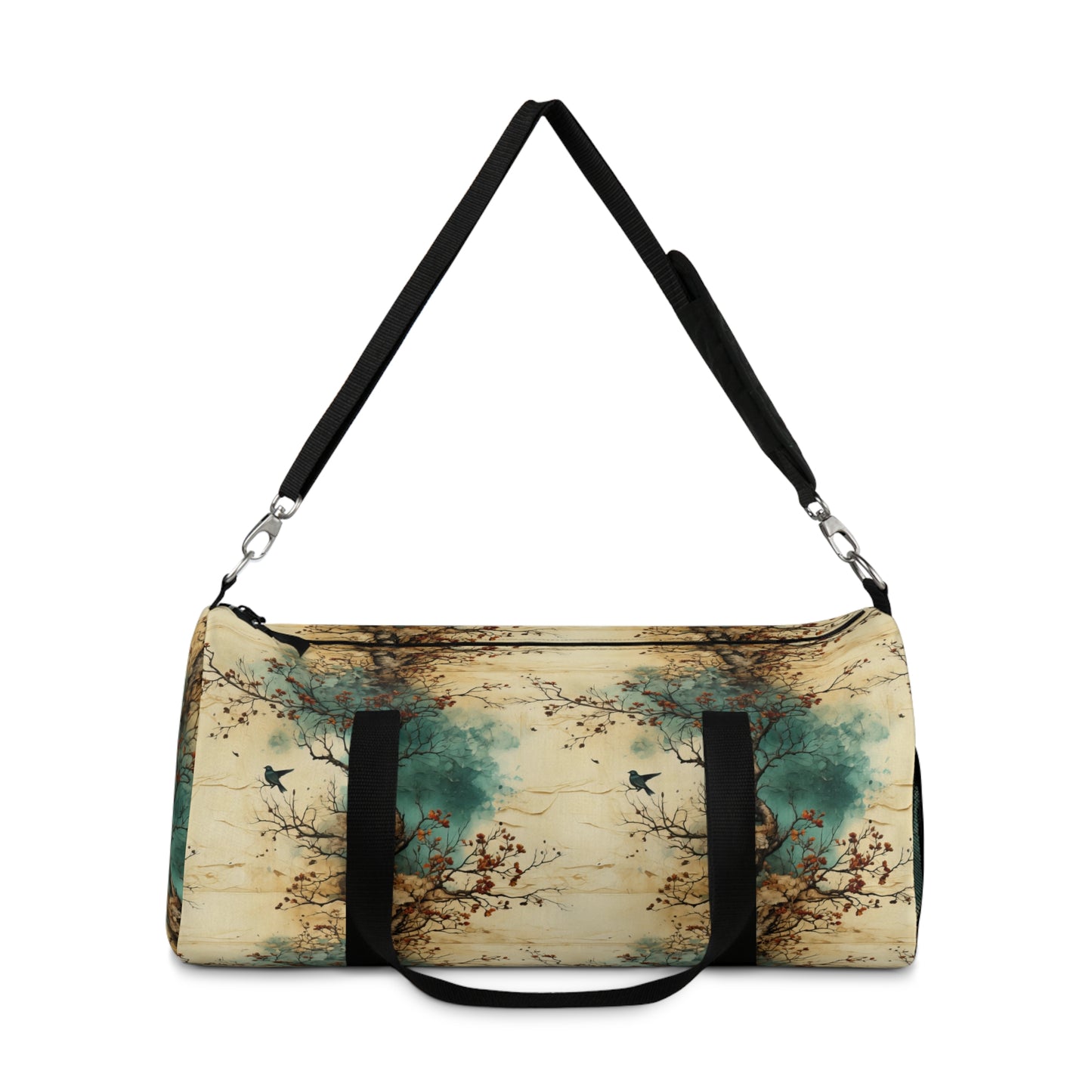 Autumn Trees and Bird Flying Duffel Bag