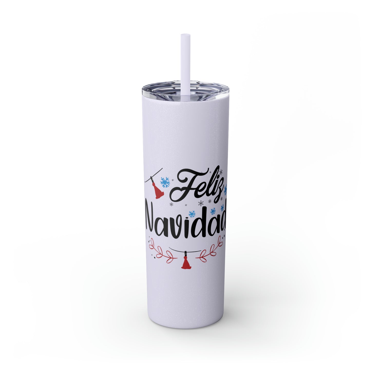 Feliz Navidad Skinny Tumbler with Straw, 20oz