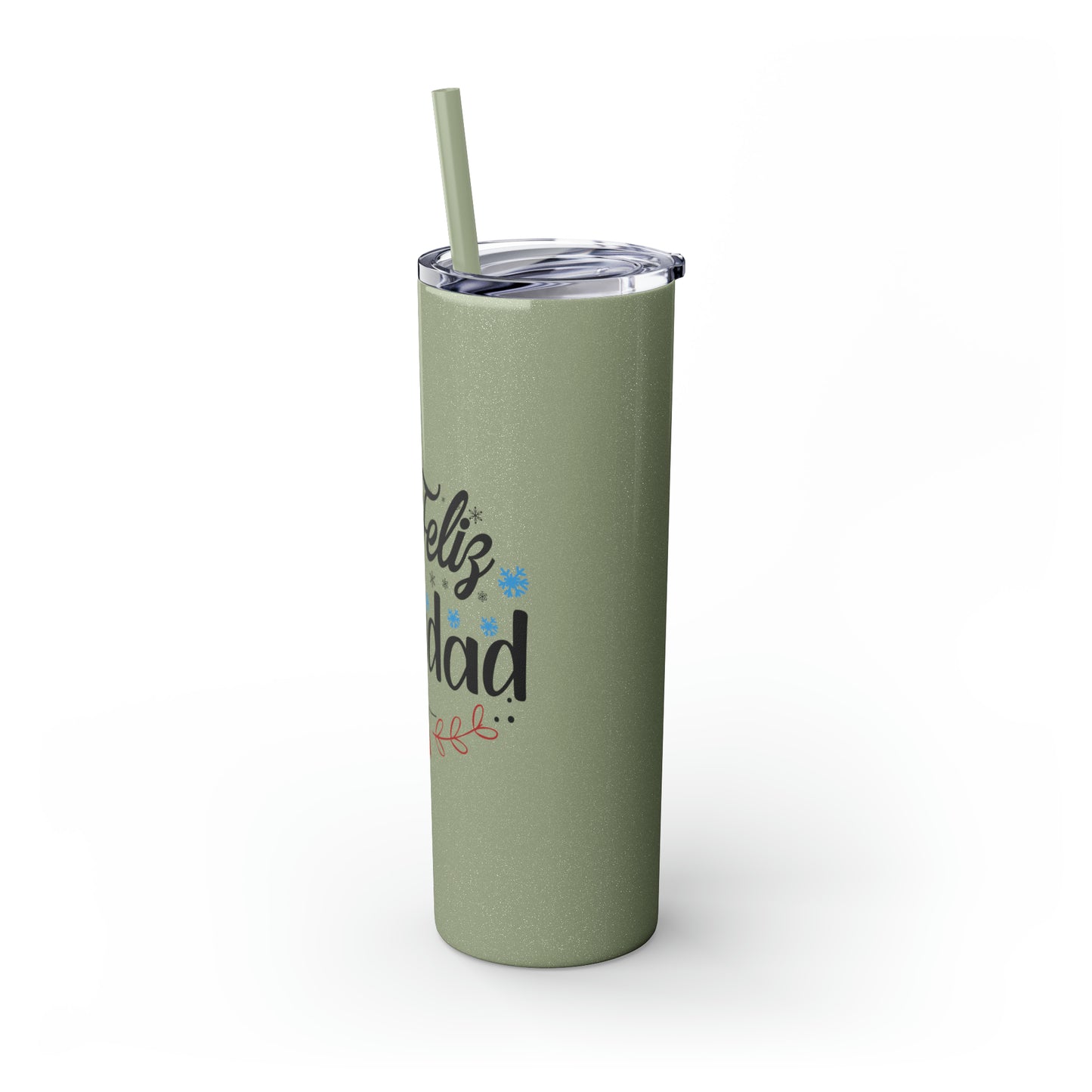 Feliz Navidad Skinny Tumbler with Straw, 20oz