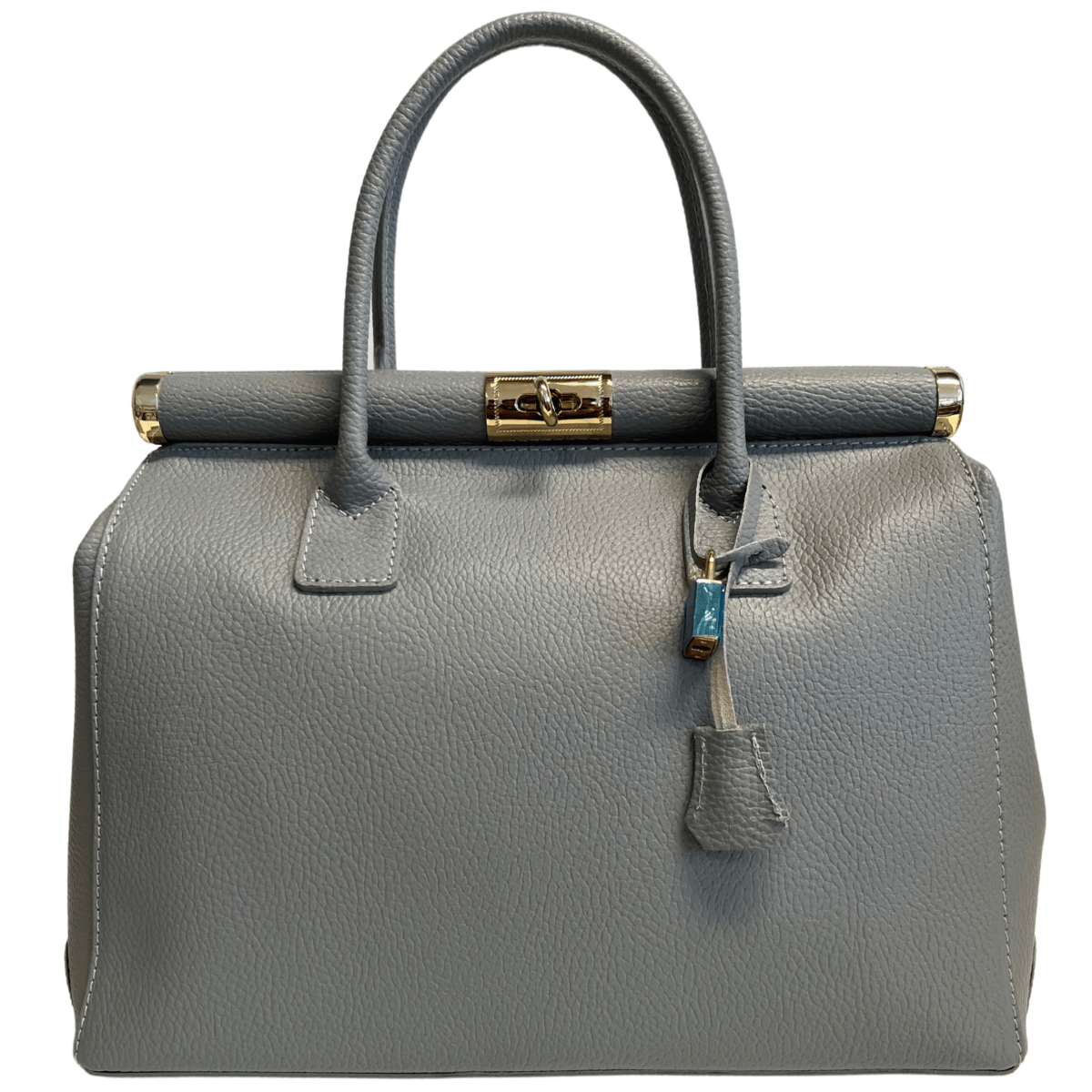 Italian Leather Structured Handbag with Shoulder Strap - The Aegean Aviary