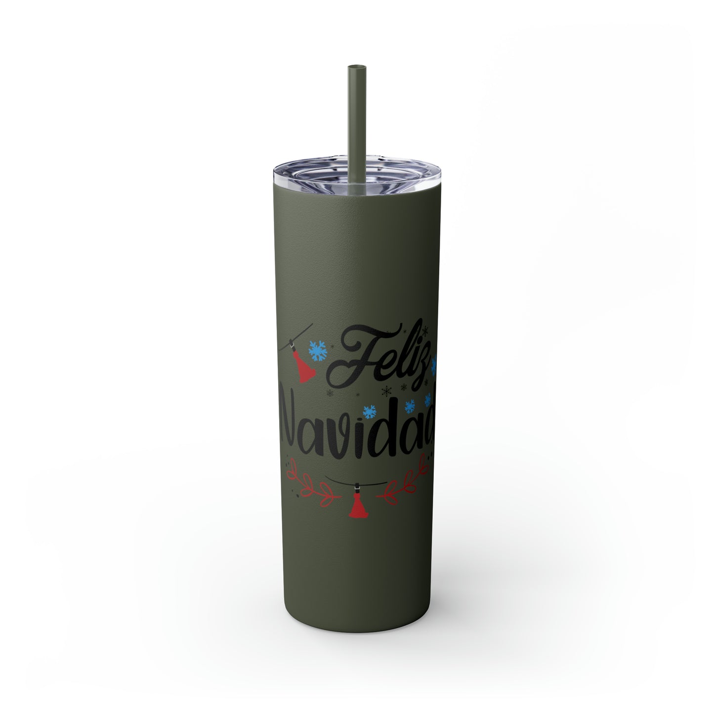Feliz Navidad Skinny Tumbler with Straw, 20oz