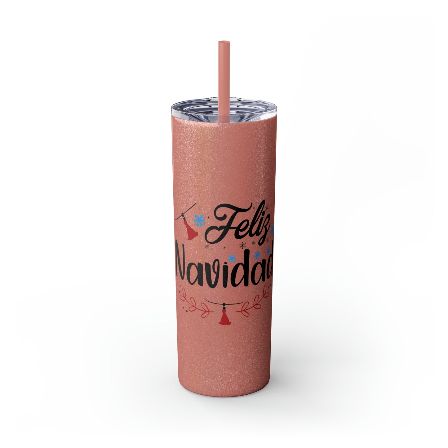 Feliz Navidad Skinny Tumbler with Straw, 20oz