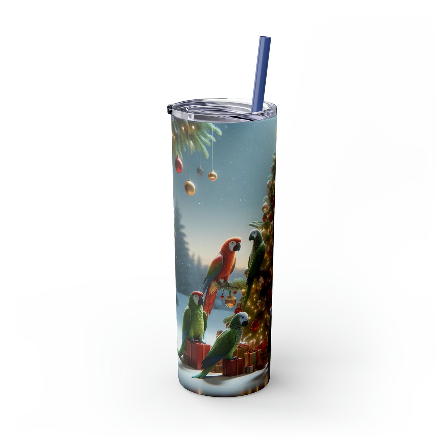 Parrot Christmas Tree Skinny Tumbler with Straw, 20oz