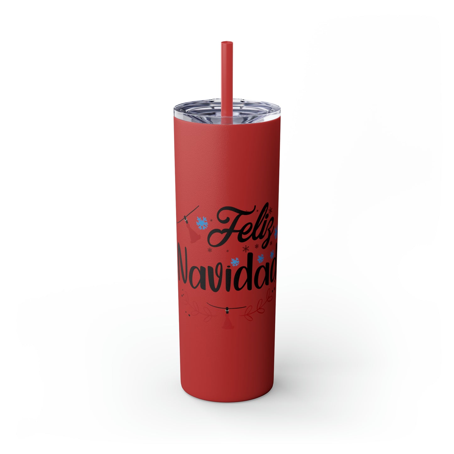 Feliz Navidad Skinny Tumbler with Straw, 20oz