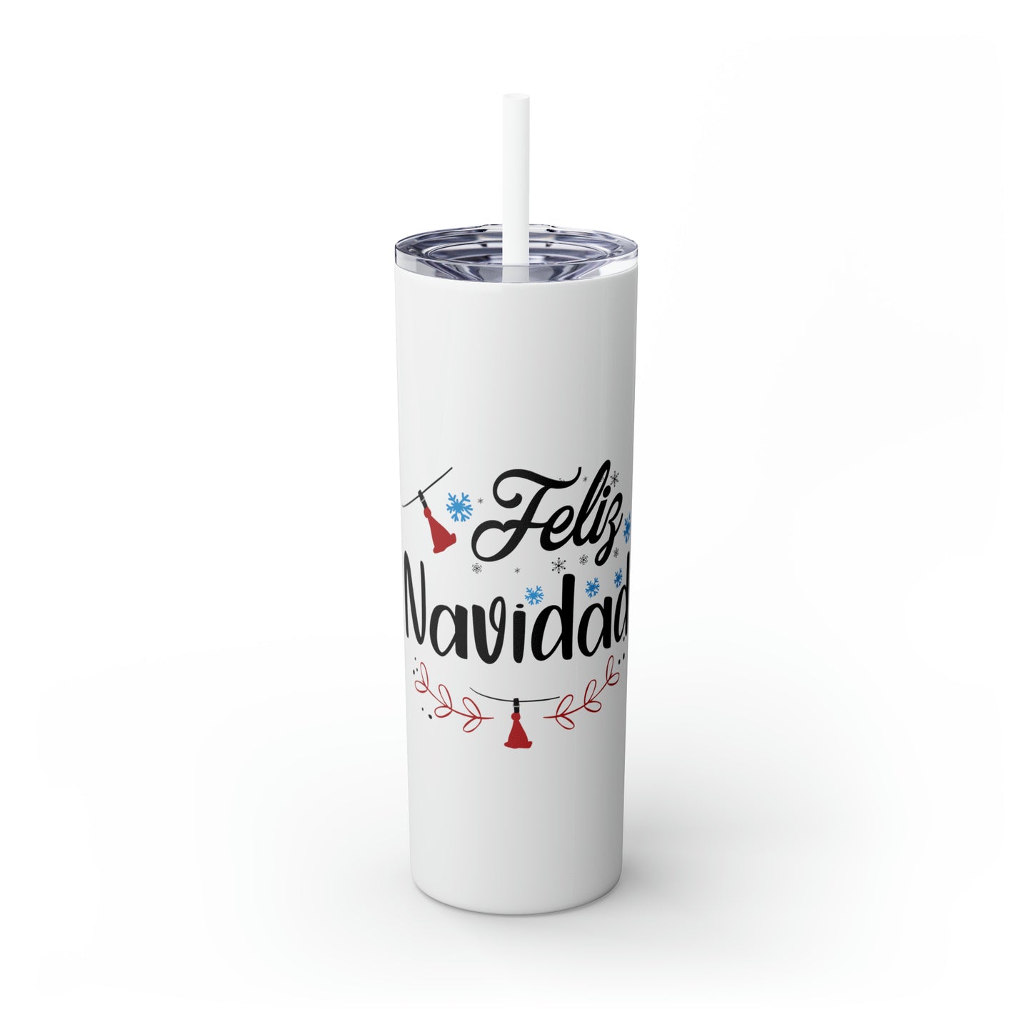 Feliz Navidad Skinny Tumbler with Straw, 20oz