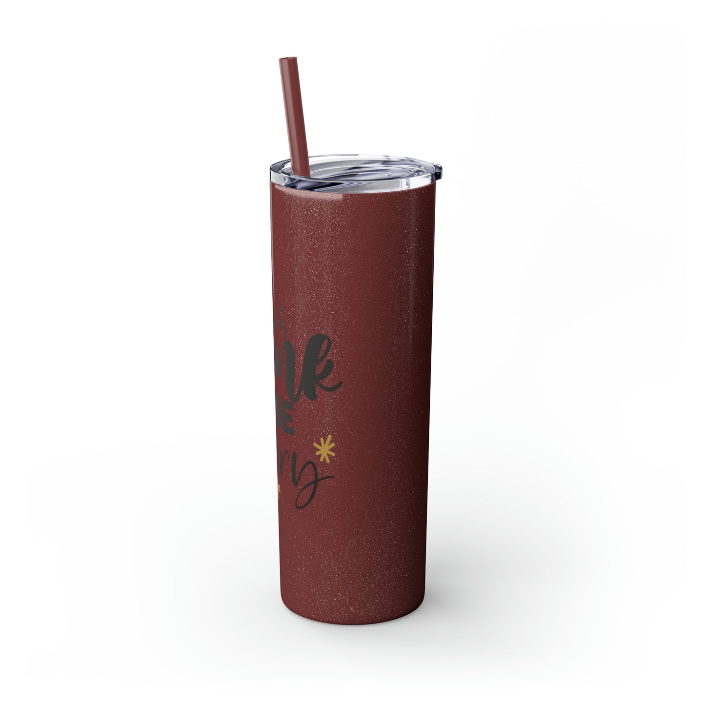 Eat Drink and Be Merry Skinny Tumbler with Straw, 20oz