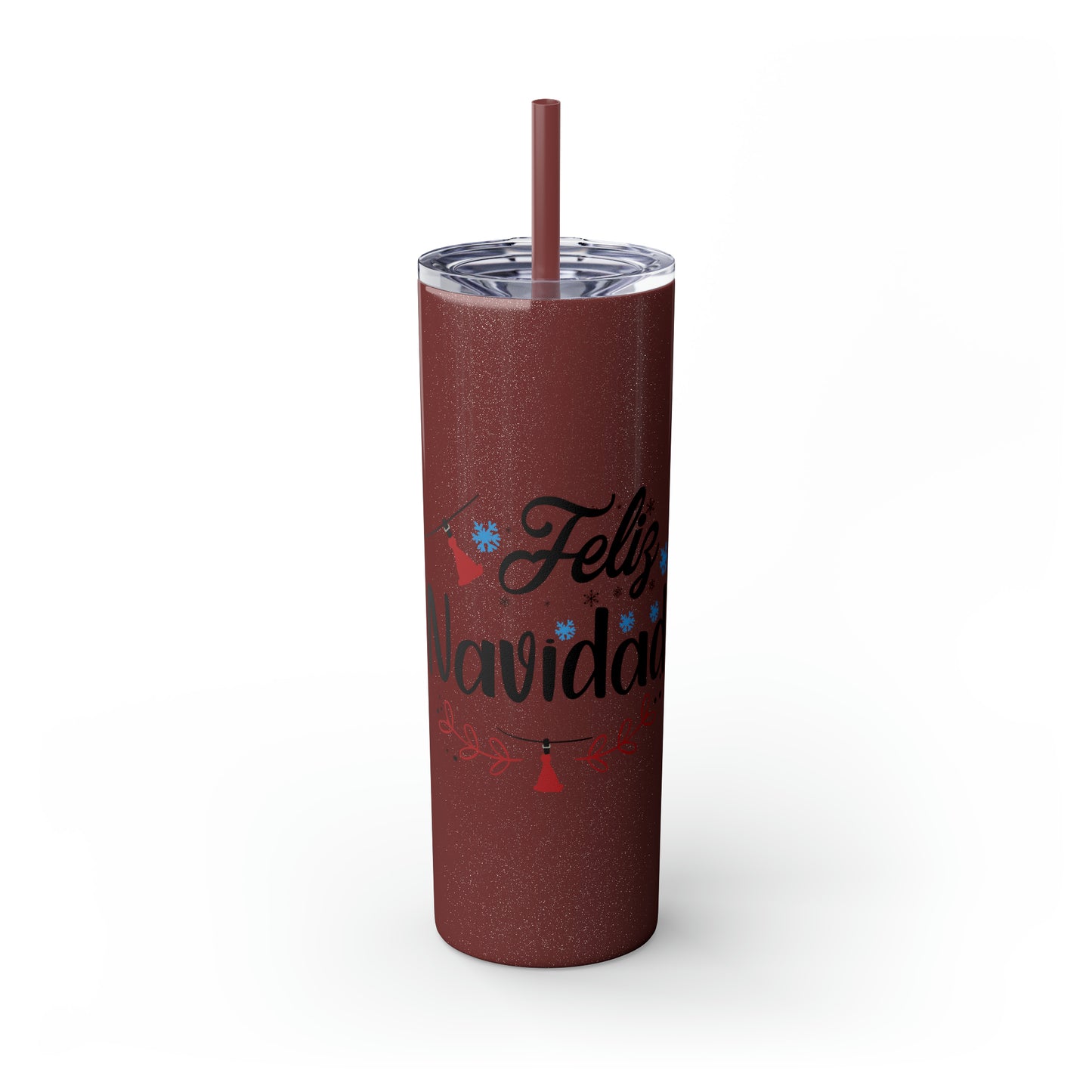 Feliz Navidad Skinny Tumbler with Straw, 20oz