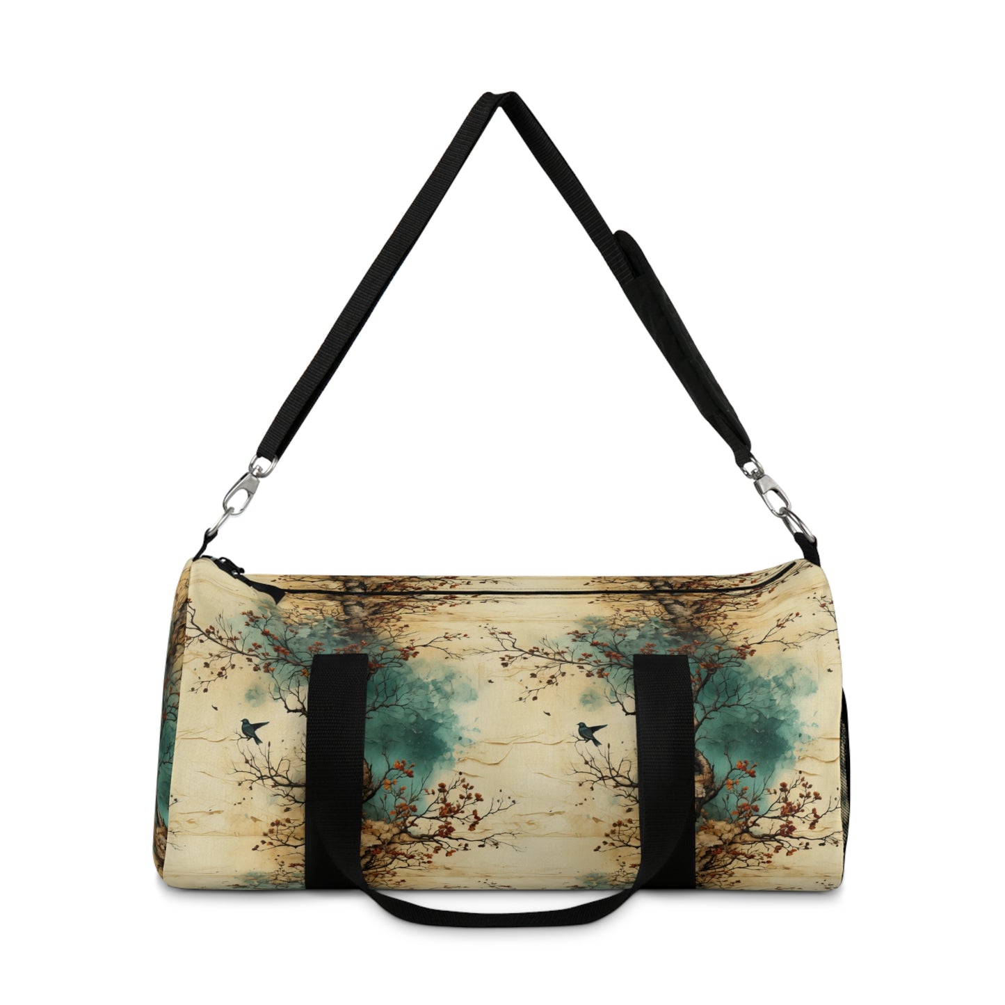 Autumn Trees and Bird Flying Duffel Bag