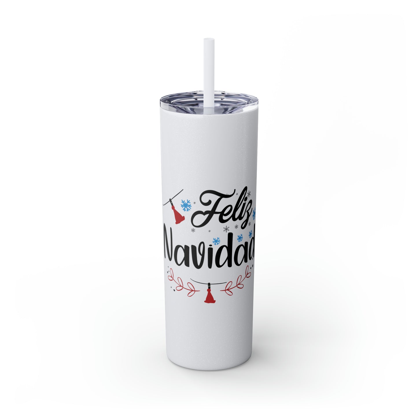 Feliz Navidad Skinny Tumbler with Straw, 20oz