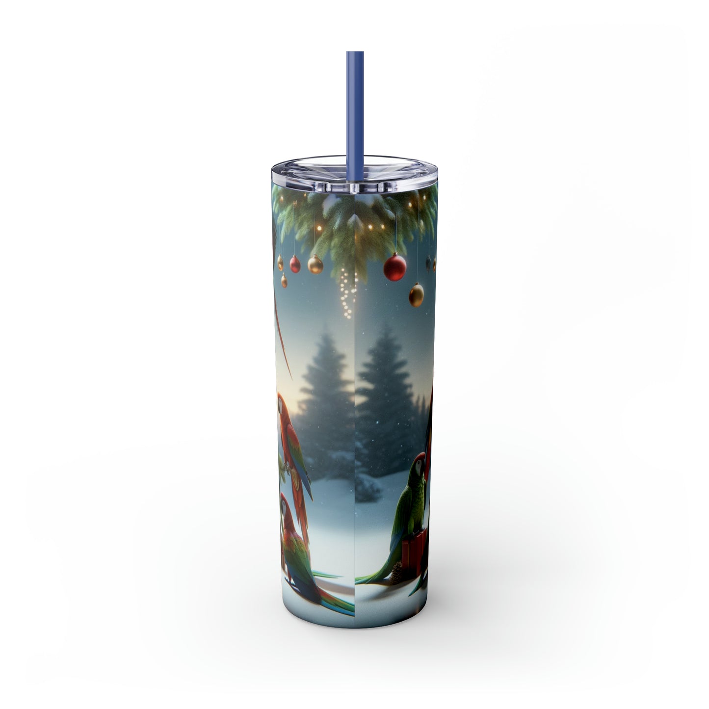 Parrot Christmas Tree Skinny Tumbler with Straw, 20oz