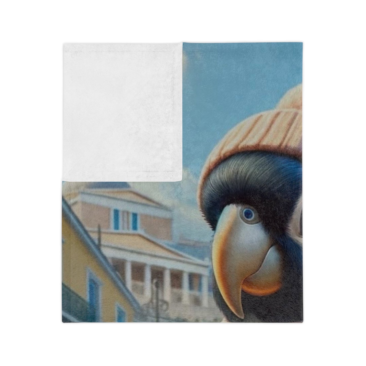 Bird Shopping in Greece Velveteen Minky Blanket