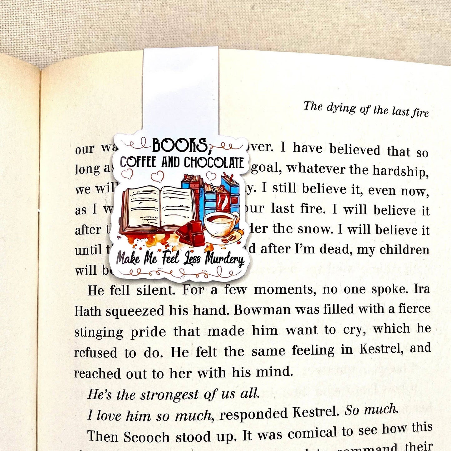 Books, coffee, chocolate, magnetic bookmark, gift for reader