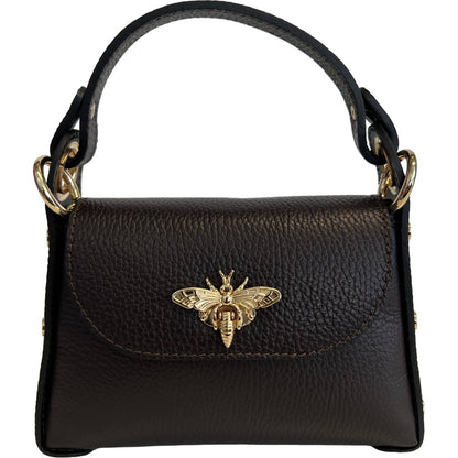 Italian Leather Mini Bag with Bee Closure - The Aegean Aviary