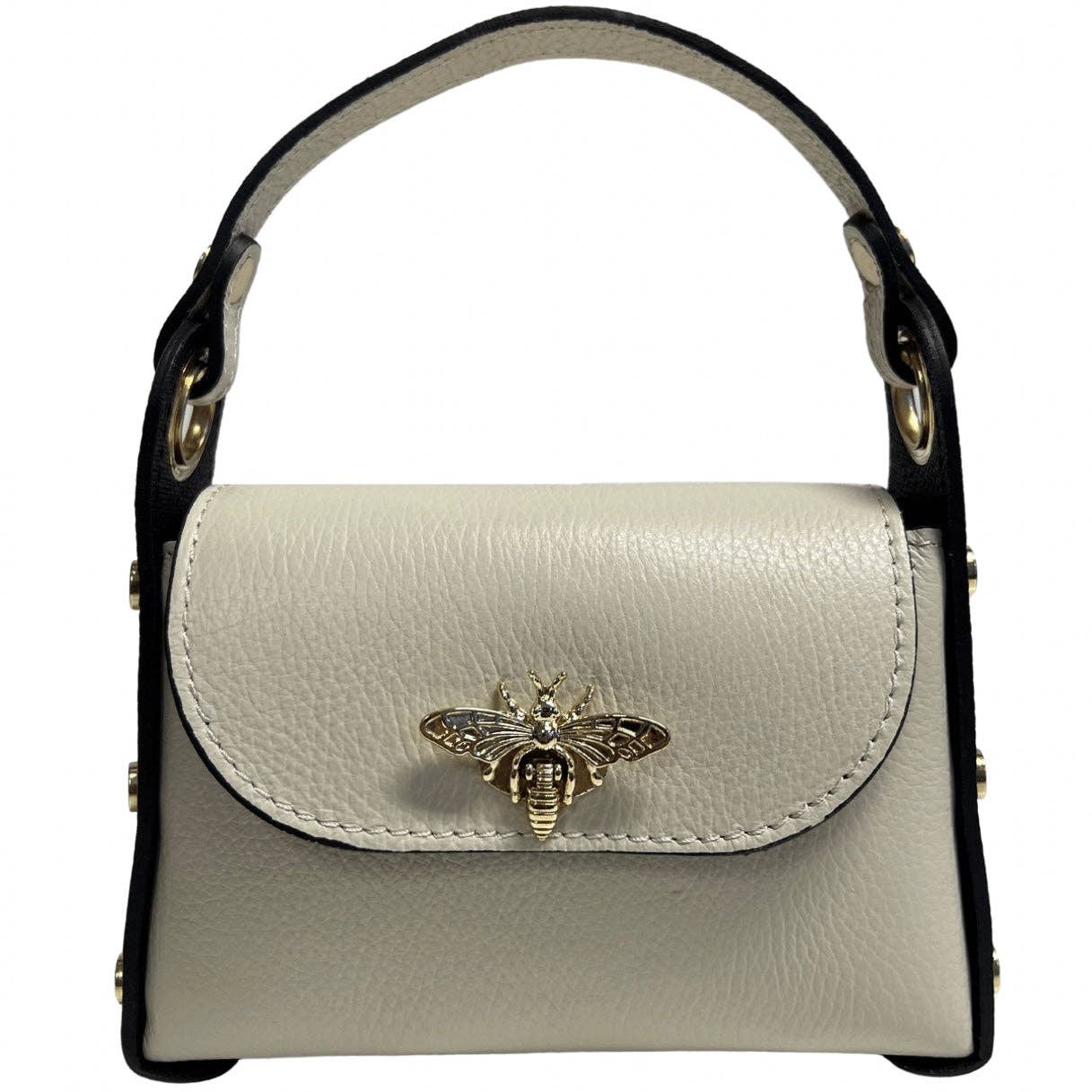 Italian Leather Mini Bag with Bee Closure - The Aegean Aviary