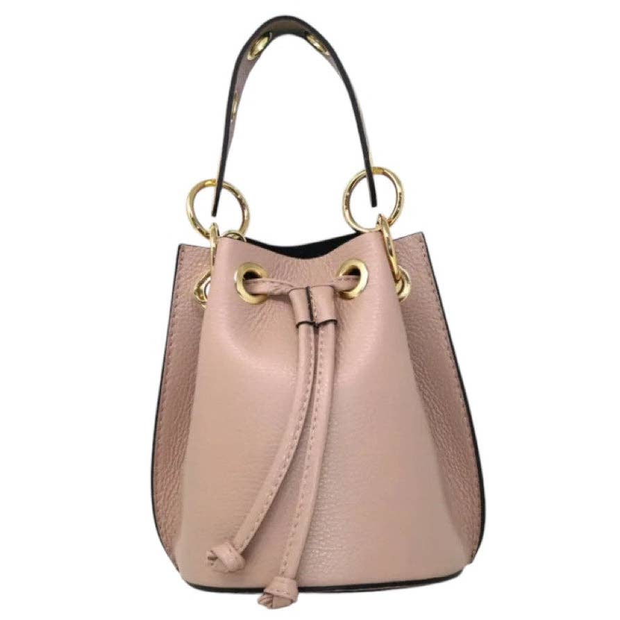Italian Leather Ring - Handle Bucket Bag - The Aegean Aviary