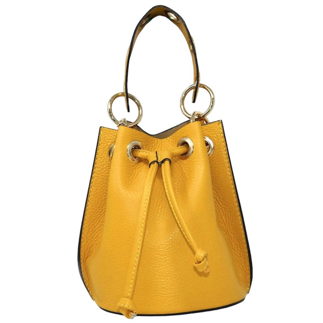 Italian Leather Ring - Handle Bucket Bag - The Aegean Aviary
