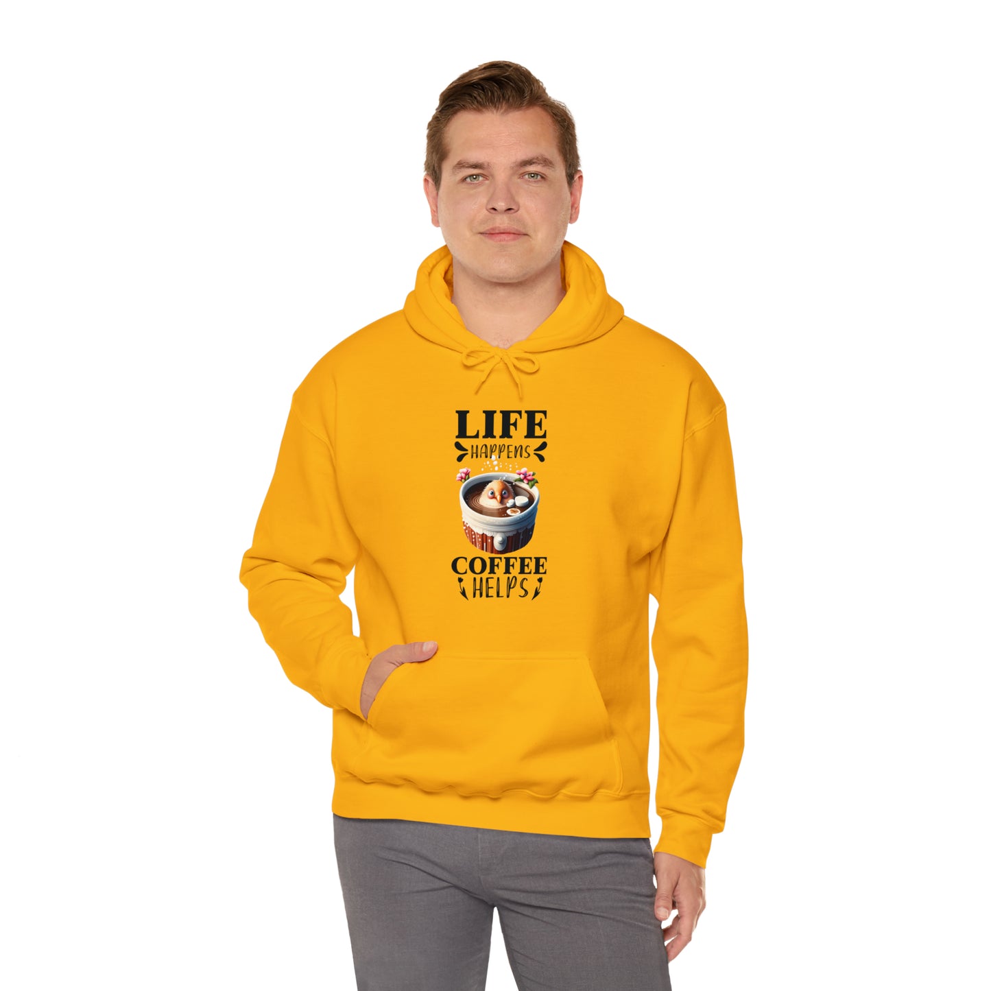 Life Happens, Coffee Helps Unisex Heavy Blend™ Hooded Sweatshirt