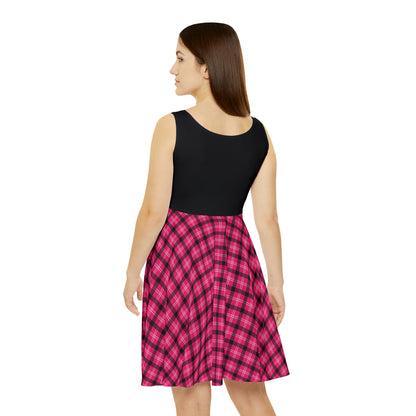 Pink and Black Plaid Skater Dress