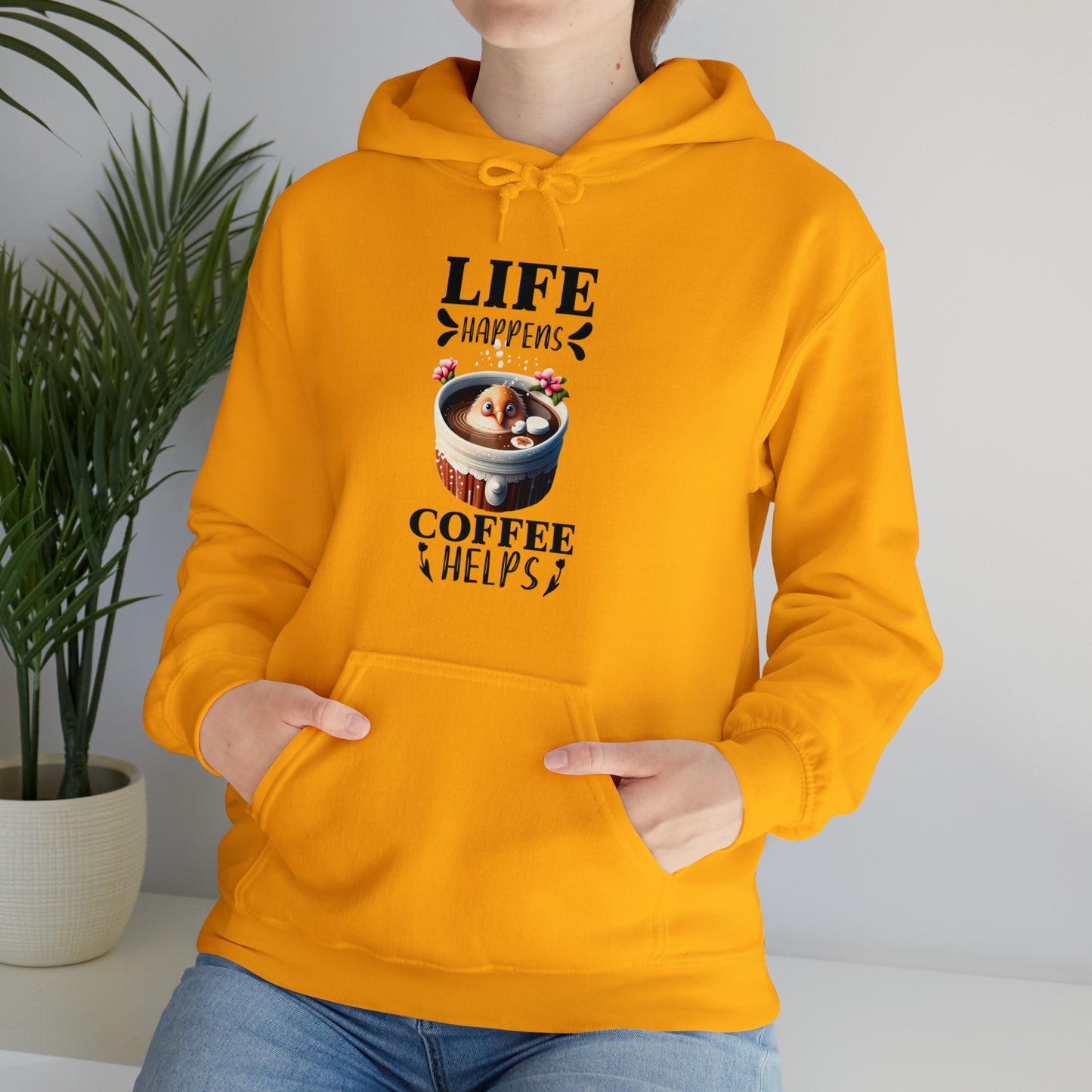 Life Happens, Coffee Helps Unisex Heavy Blend™ Hooded Sweatshirt