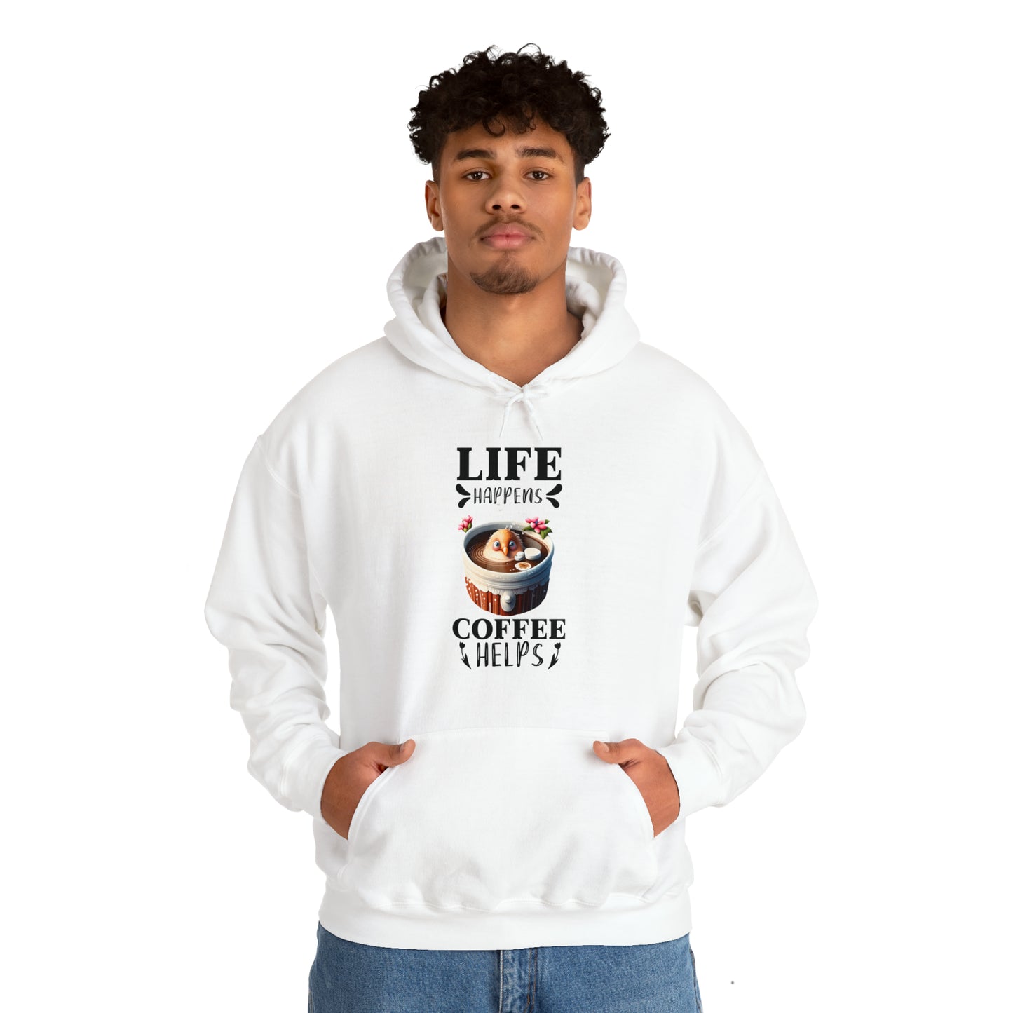 Life Happens, Coffee Helps Unisex Heavy Blend™ Hooded Sweatshirt