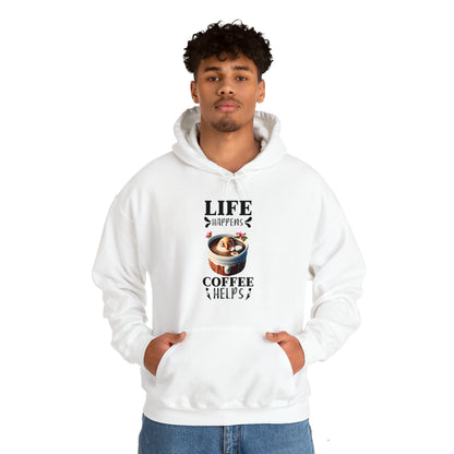 Life Happens, Coffee Helps Unisex Heavy Blend™ Hooded Sweatshirt