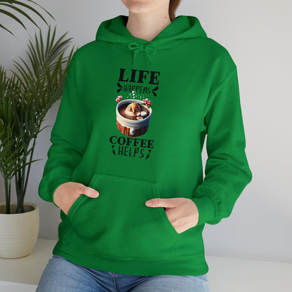 Life Happens, Coffee Helps Unisex Heavy Blend™ Hooded Sweatshirt