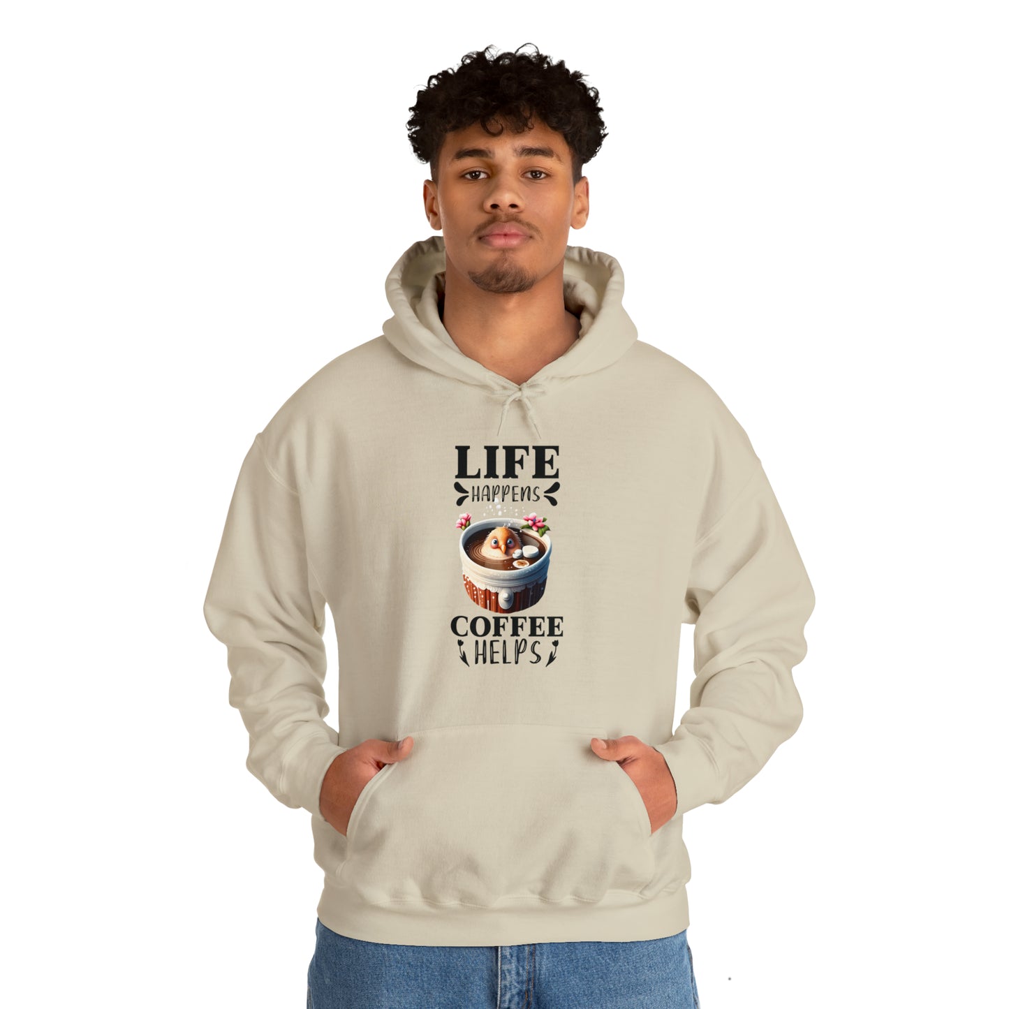 Life Happens, Coffee Helps Unisex Heavy Blend™ Hooded Sweatshirt