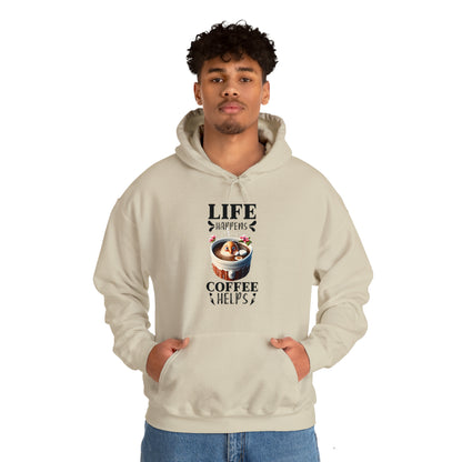 Life Happens, Coffee Helps Unisex Heavy Blend™ Hooded Sweatshirt