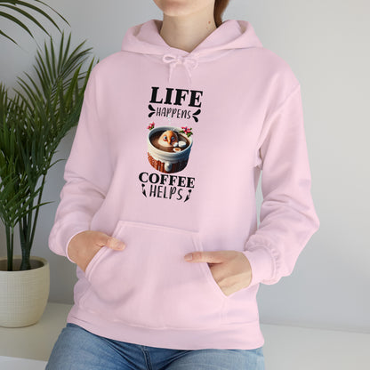 Life Happens, Coffee Helps Unisex Heavy Blend™ Hooded Sweatshirt