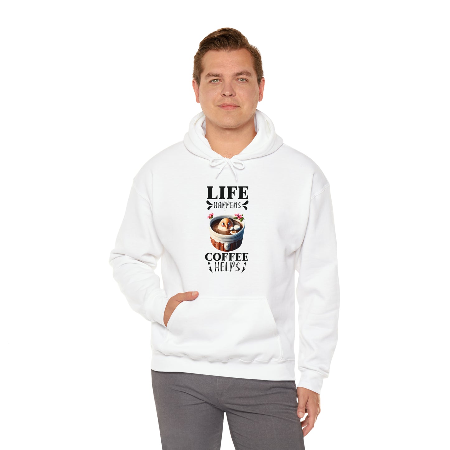 Life Happens, Coffee Helps Unisex Heavy Blend™ Hooded Sweatshirt