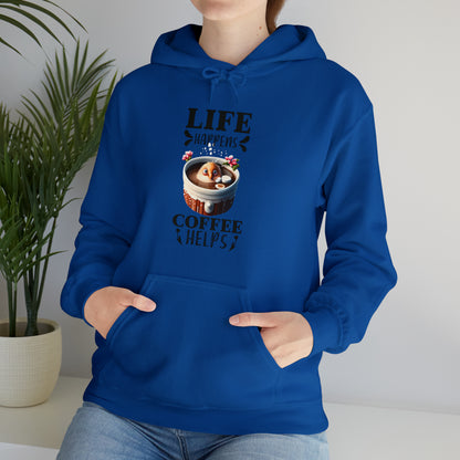 Life Happens, Coffee Helps Unisex Heavy Blend™ Hooded Sweatshirt