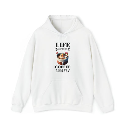 Life Happens, Coffee Helps Unisex Heavy Blend™ Hooded Sweatshirt