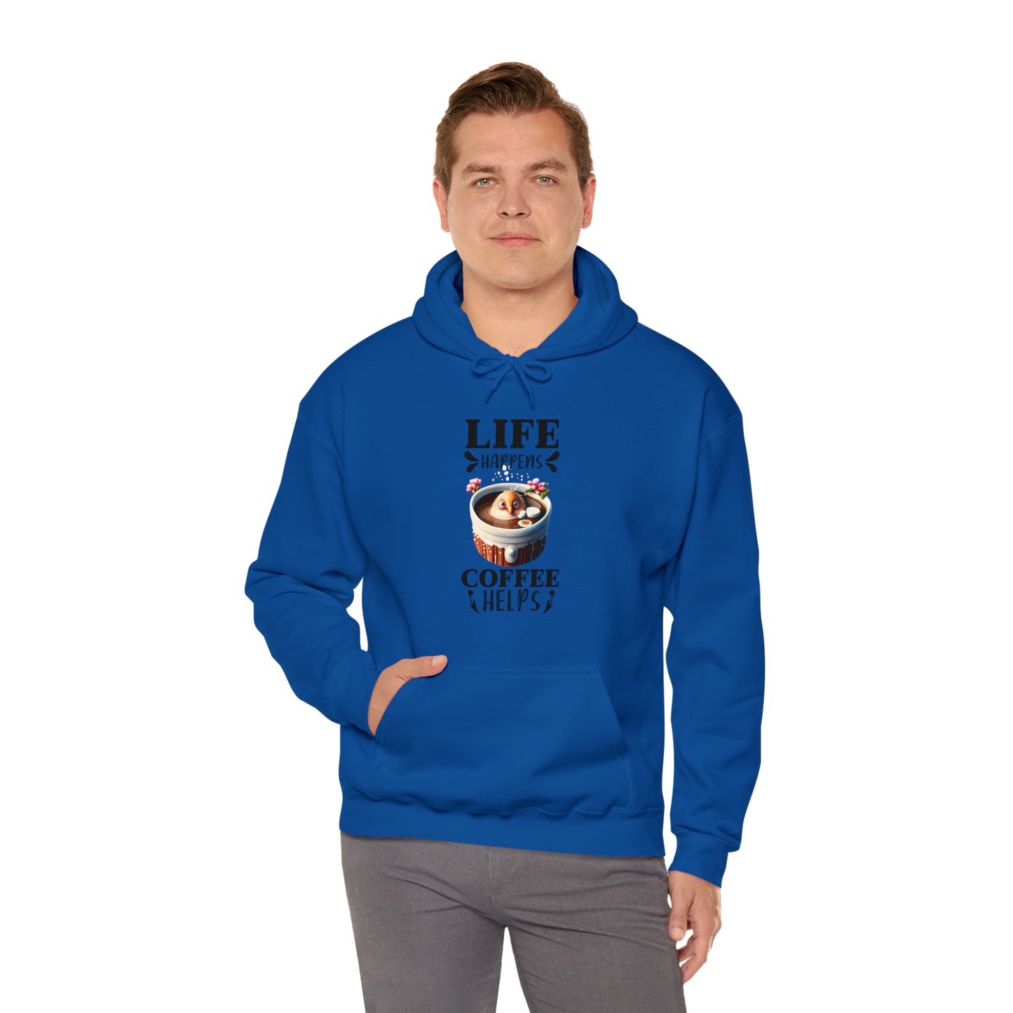 Life Happens, Coffee Helps Unisex Heavy Blend™ Hooded Sweatshirt