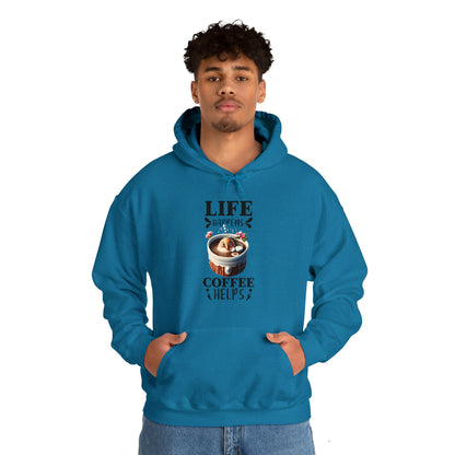 Life Happens, Coffee Helps Unisex Heavy Blend™ Hooded Sweatshirt