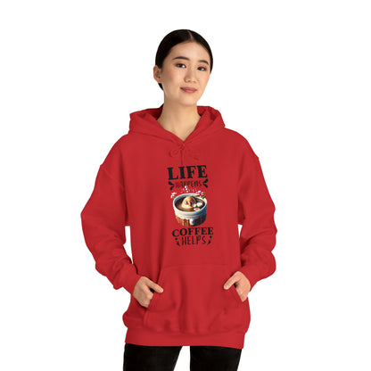 Life Happens, Coffee Helps Unisex Heavy Blend™ Hooded Sweatshirt