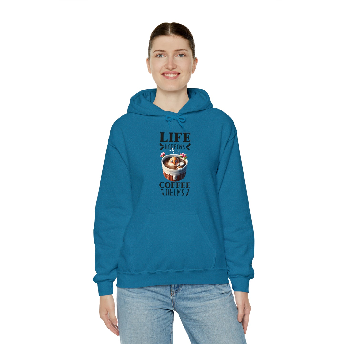 Life Happens, Coffee Helps Unisex Heavy Blend™ Hooded Sweatshirt