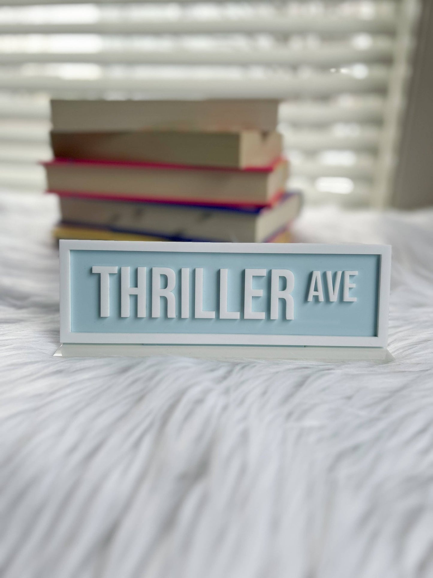 Thriller Ave Acrylic Shelf Sign w/ Stand - The Aegean Aviary