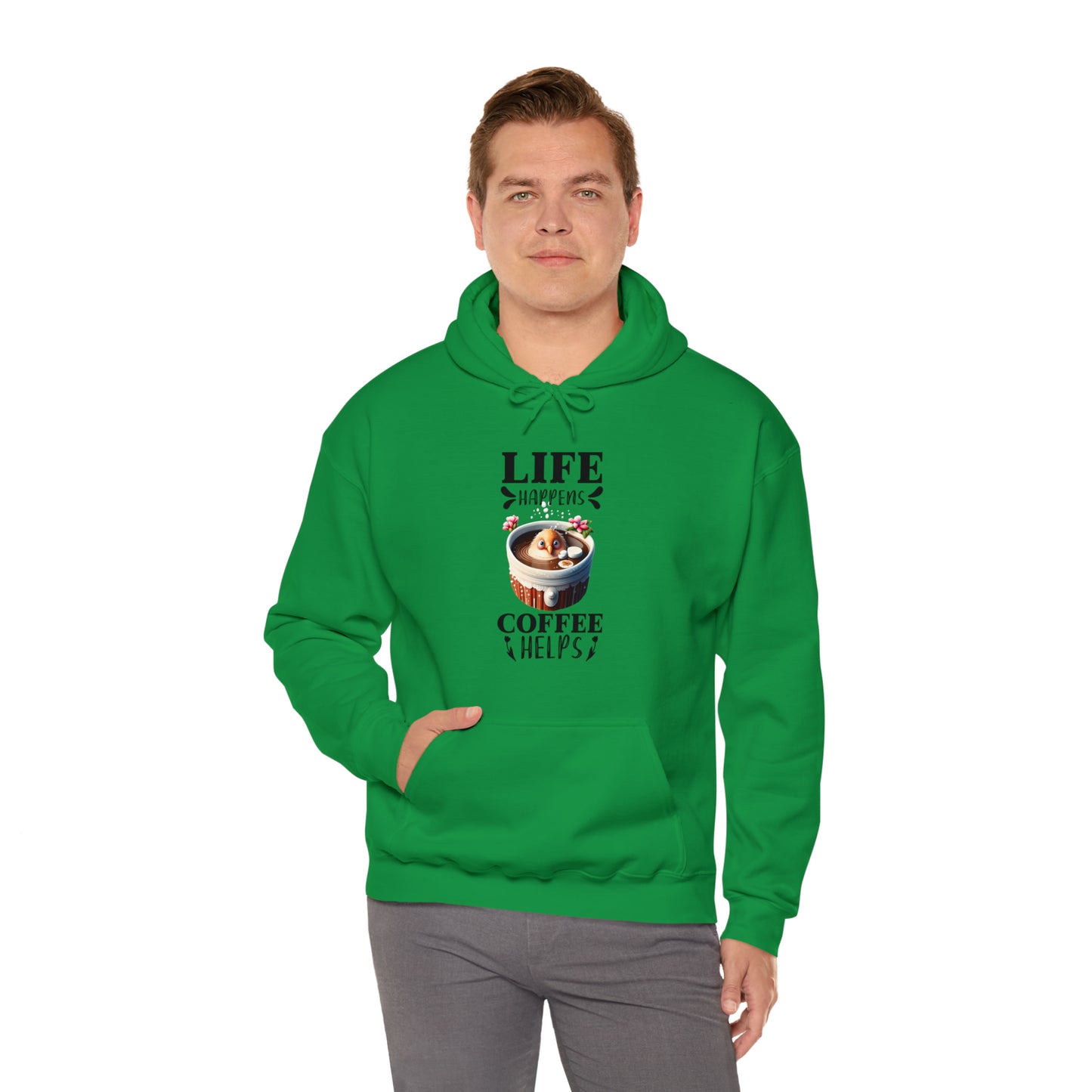 Life Happens, Coffee Helps Unisex Heavy Blend™ Hooded Sweatshirt