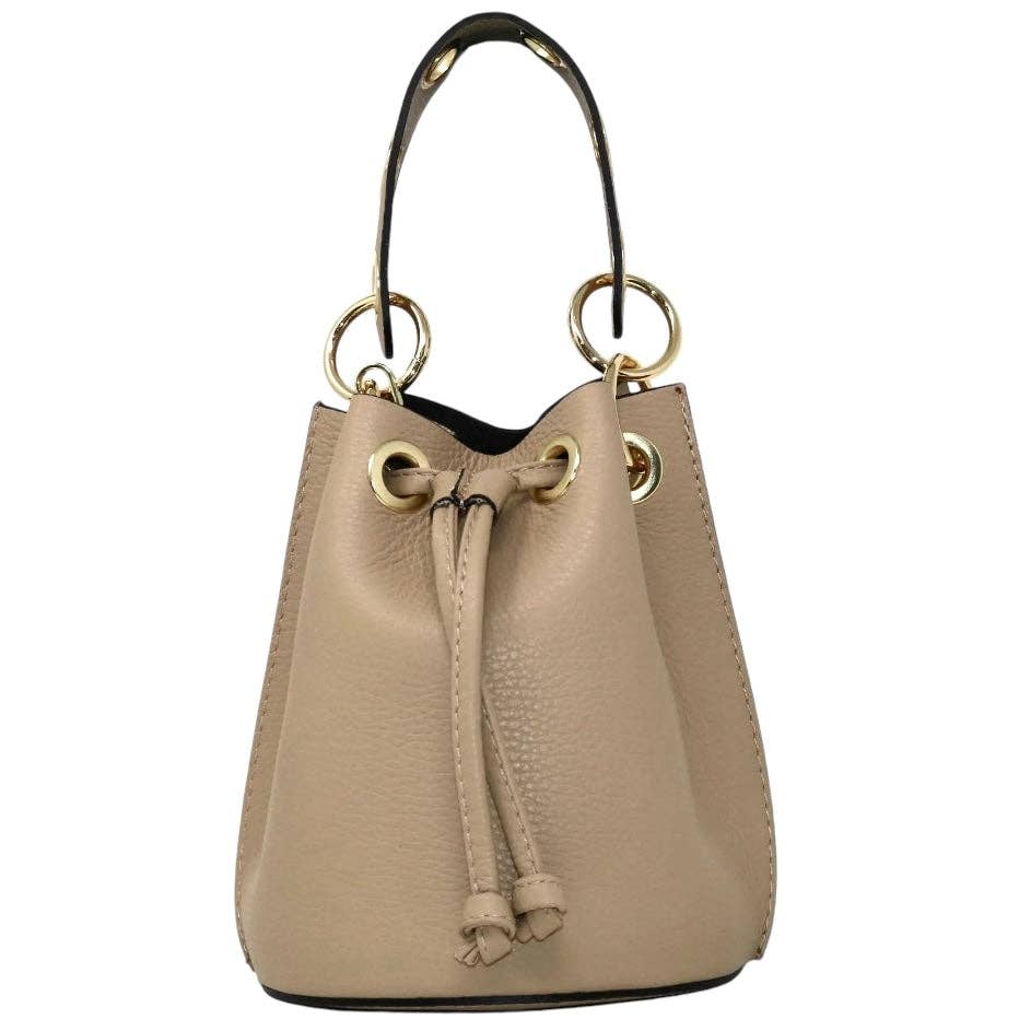 Italian Leather Ring - Handle Bucket Bag - The Aegean Aviary