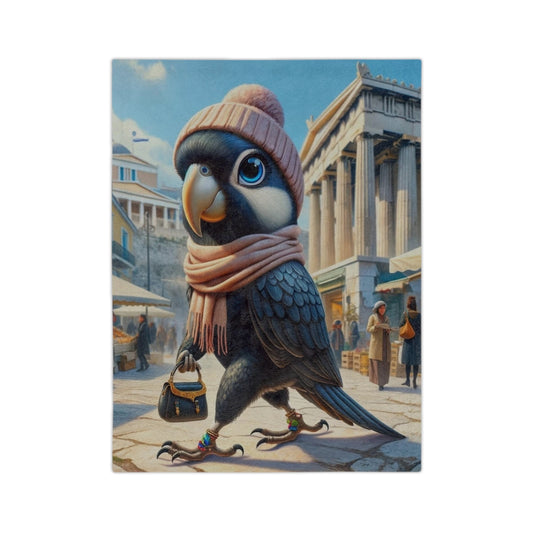 Bird Shopping in Greece Velveteen Minky Blanket