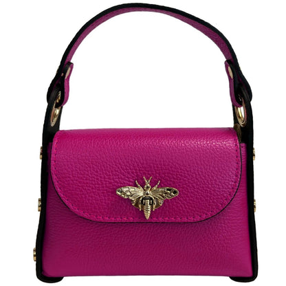 Italian Leather Mini Bag with Bee Closure - The Aegean Aviary