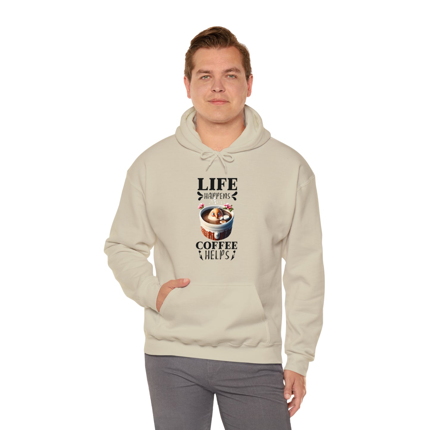 Life Happens, Coffee Helps Unisex Heavy Blend™ Hooded Sweatshirt